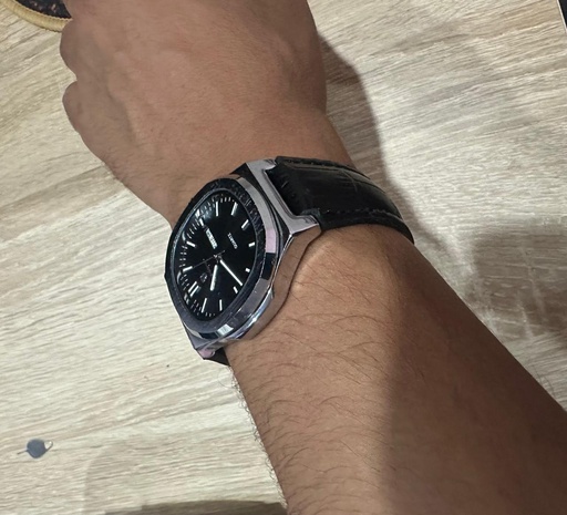 Montre POEDAGAR pour homme – Quartz, cadran noir, bracelet cuir